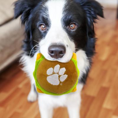 Show full view: Pets First Hamburger Squeaky Dog Chew Toy, Clemson slide 4 of 7