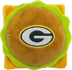 Pets First Hamburger Squeaky Dog Chew Toy, Green Bay Packers