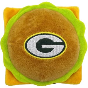 Pets First Hamburger Squeaky Dog Chew Toy, Green Bay Packers