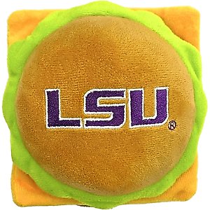 Pets First Hamburger Squeaky Dog Chew Toy, LSU