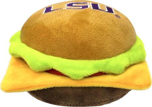 Show full view: Pets First Hamburger Squeaky Dog Chew Toy, LSU slide 3 of 7