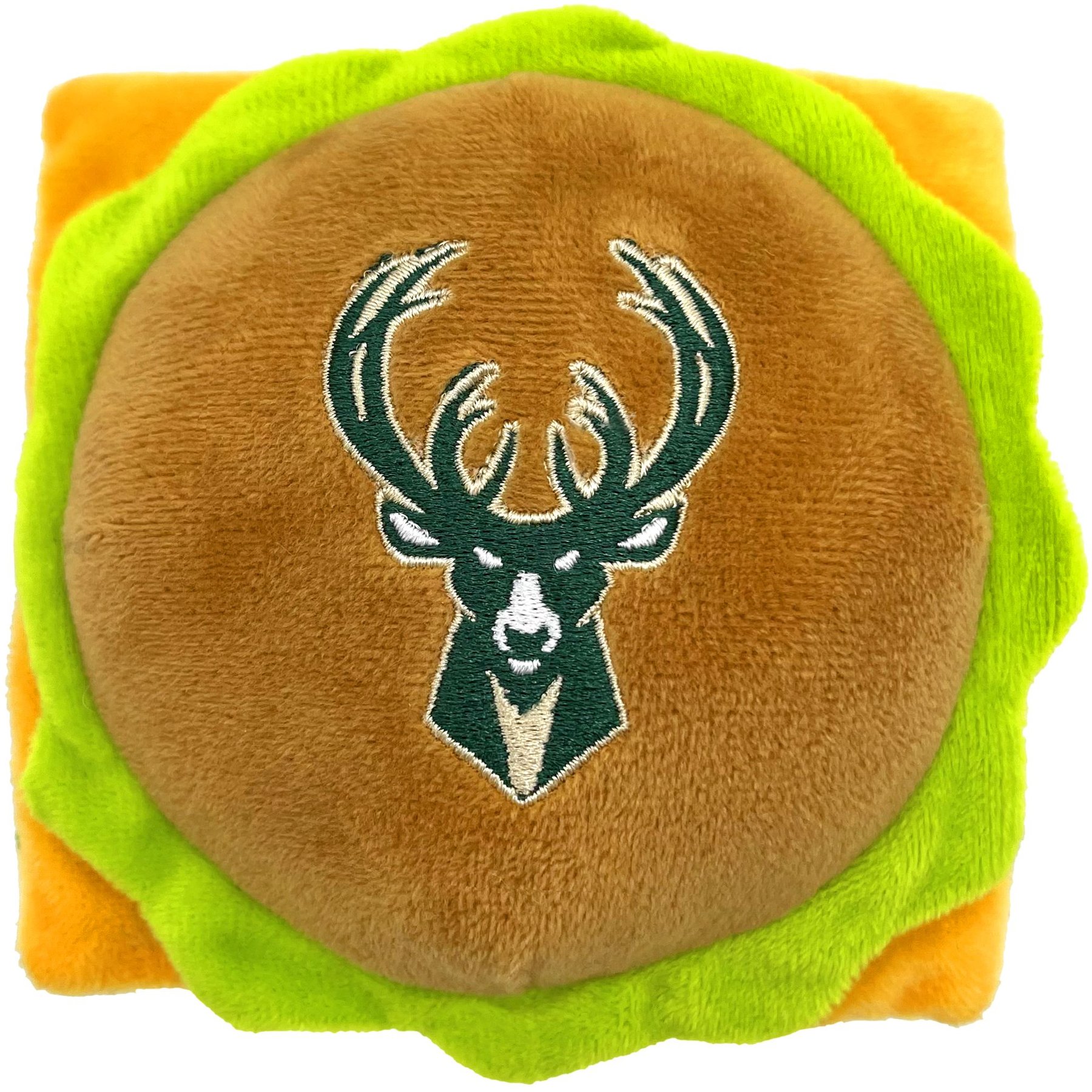 Pets First Hamburger Squeaky Dog Chew Toy, Milwaukee Bucks