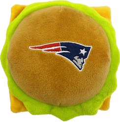 Pets First Hamburger Squeaky Dog Chew Toy, New England Patriots