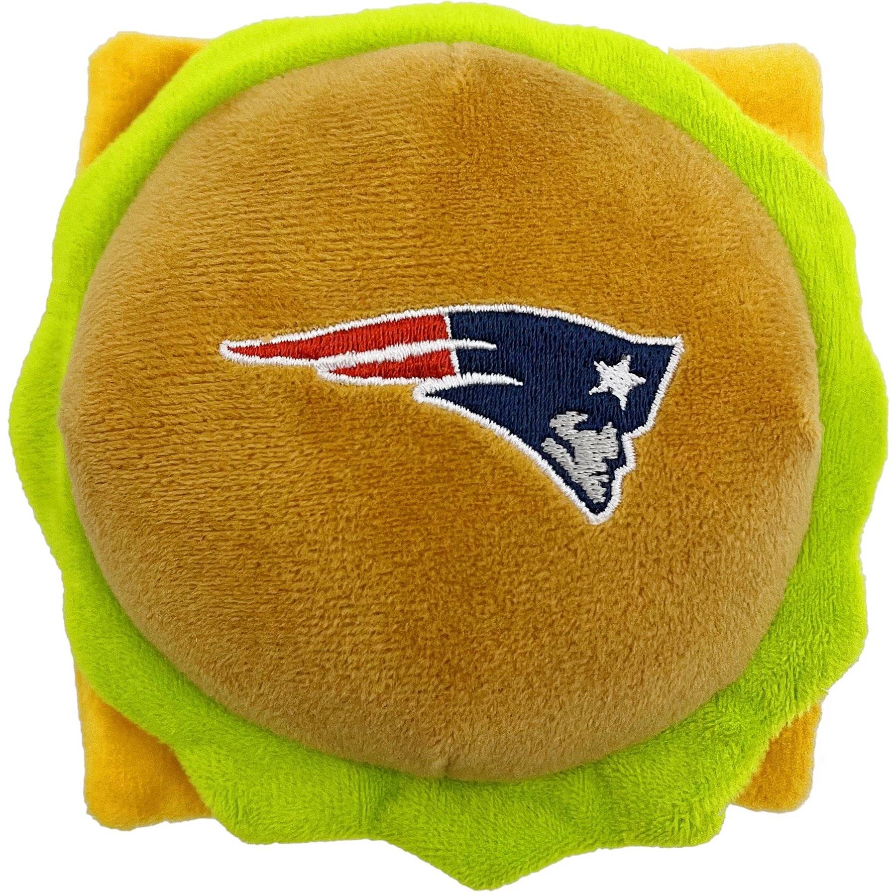 Pets First Hamburger Squeaky Dog Chew Toy, New England Patriots