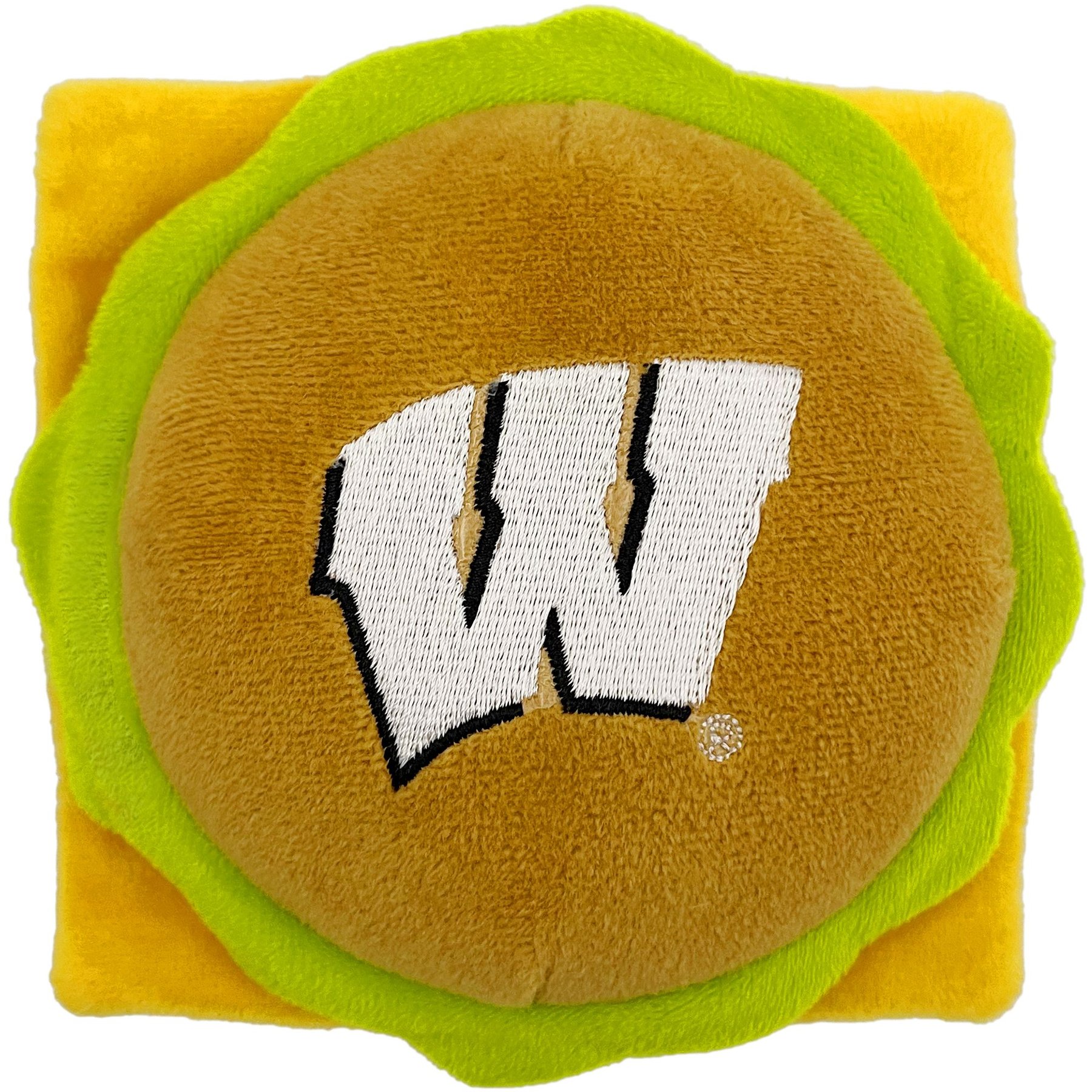 Pets First Hamburger Squeaky Dog Chew Toy, Wisconsin