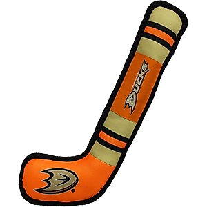 Pets First Hockey Stick Tough Squeaky Dog Chew Toy, Anaheim Ducks