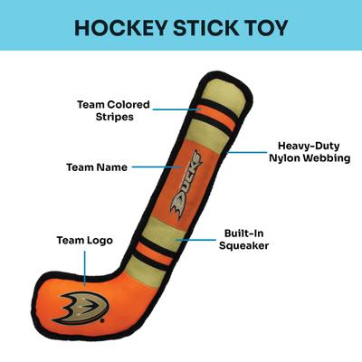 Show full view: Pets First Hockey Stick Tough Squeaky Dog Chew Toy, Anaheim Ducks slide 4 of 6