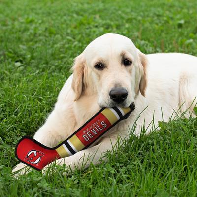 Show full view: Pets First Hockey Stick Tough Squeaky Dog Chew Toy, New Jersey Devils slide 3 of 6