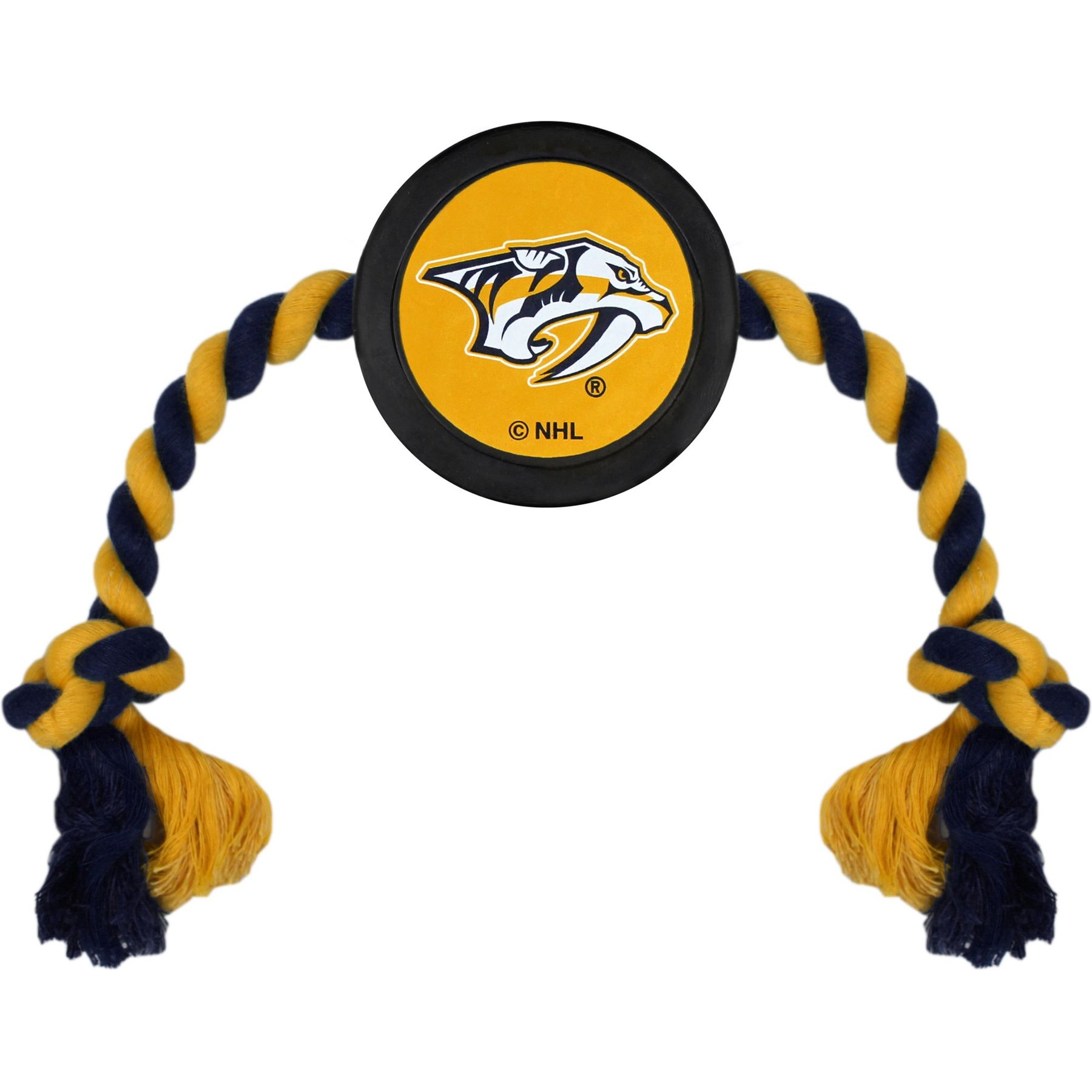 Pets First Hockey Puck Tough Squeaky Dog Chew Toy, Nashville Predators
