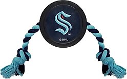 Pets First Hockey Puck Tough Squeaky Dog Chew Toy, Seattle Kraken