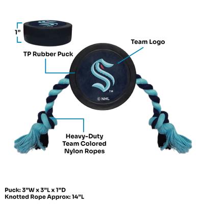 Show full view: Pets First Hockey Puck Tough Squeaky Dog Chew Toy, Seattle Kraken slide 6 of 7