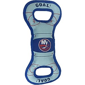 Pets First Hockey Tug Tough Squeaky Dog Chew Toy, New York Islanders