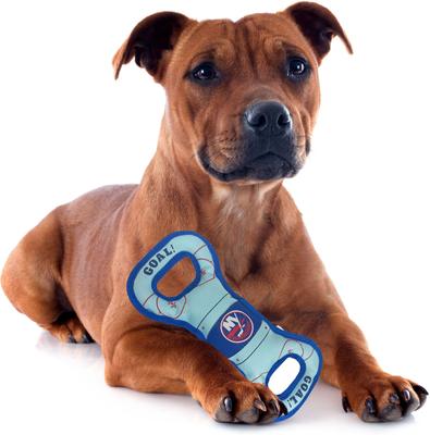 Show full view: Pets First Hockey Tug Tough Squeaky Dog Chew Toy, New York Islanders slide 3 of 6