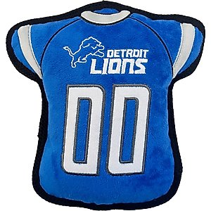 Pets First Jersey Tough Squeaky Dog Chew Toy, Detroit Lions