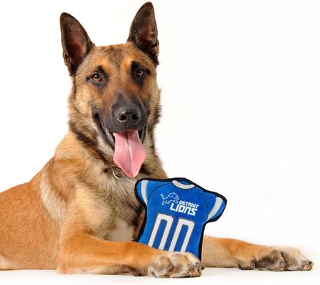 Show full view: Pets First Jersey Tough Squeaky Dog Chew Toy, Detroit Lions slide 3 of 5