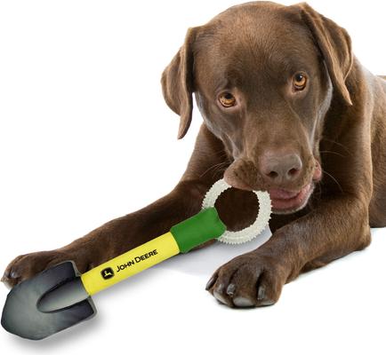 Show full view: Pets First John Deere Shovel Tough Squeaky Dog Chew Toy slide 2 of 5