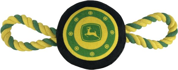 PETS FIRST John Deere Plush Tire Tough Squeaky Dog Chew Toy with Rope ...