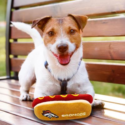 Show full view: Pets First Hot Dog Squeaky Dog Chew Toy, Denver Broncos slide 6 of 7