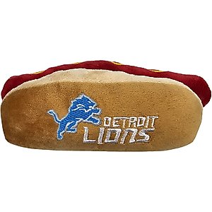 Pets First Hot Dog Squeaky Dog Chew Toy, Detroit Lions