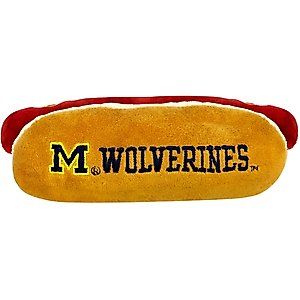 Pets First Hot Dog Squeaky Dog Chew Toy, Michigan