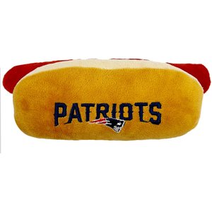 Pets First Hot Dog Squeaky Dog Chew Toy, New England Patriots