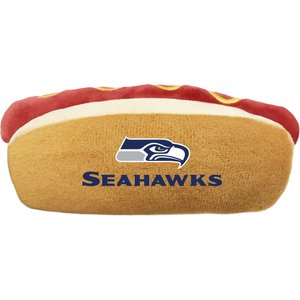 Pets First Hot Dog Squeaky Dog Chew Toy, Seattle Seahawks