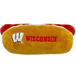 Pets First Hot Dog Squeaky Dog Chew Toy, Wisconsin