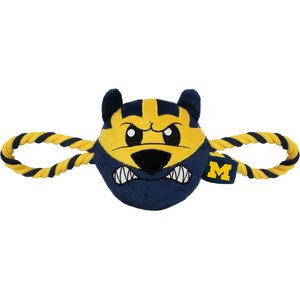 Pets First Mascot Tough Squeaky Plush Dog Chew Toy, Michigan