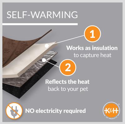 Show full view: K&H Pet Products Self-Warming Hooded Cat Bed, Chocolate/Tan, Small slide 2 of 11