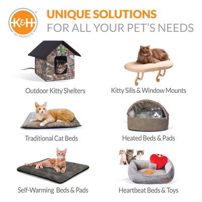 Show full view: K&H Pet Products Self-Warming Hooded Cat Bed, Chocolate/Tan, Small slide 7 of 11