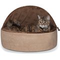 K&H Pet Products Self-Warming Hooded Cat Bed, Chocolate/Tan, Large