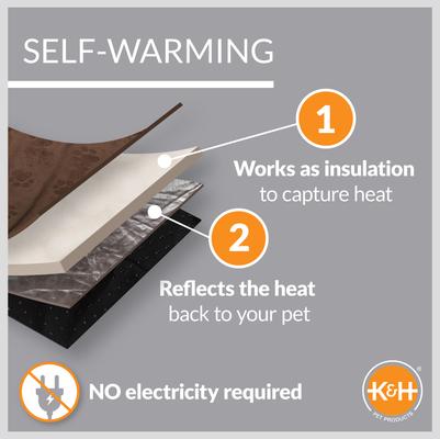 Show full view: K&H Pet Products Self-Warming Hooded Cat Bed, Chocolate/Tan, Large slide 2 of 10