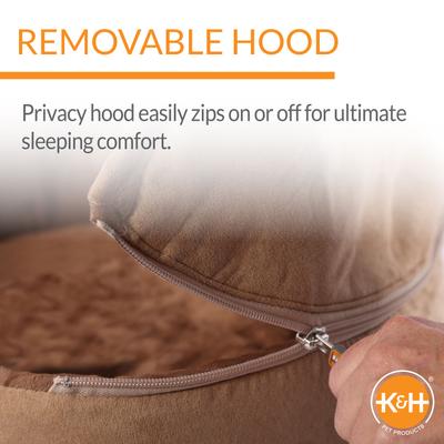 Show full view: K&H Pet Products Self-Warming Hooded Cat Bed, Chocolate/Tan, Large slide 4 of 10