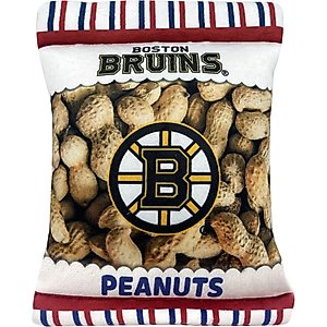 Pets First Peanut Bag Squeaky Dog Chew Toy, Boston Bruins