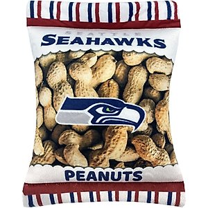 Pets First Peanut Bag Squeaky Dog Chew Toy, Seattle Seahawks