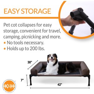 K&H Pet Products Original Bolster Pet Cot Elevated Dog Bed, Chocolate, Large