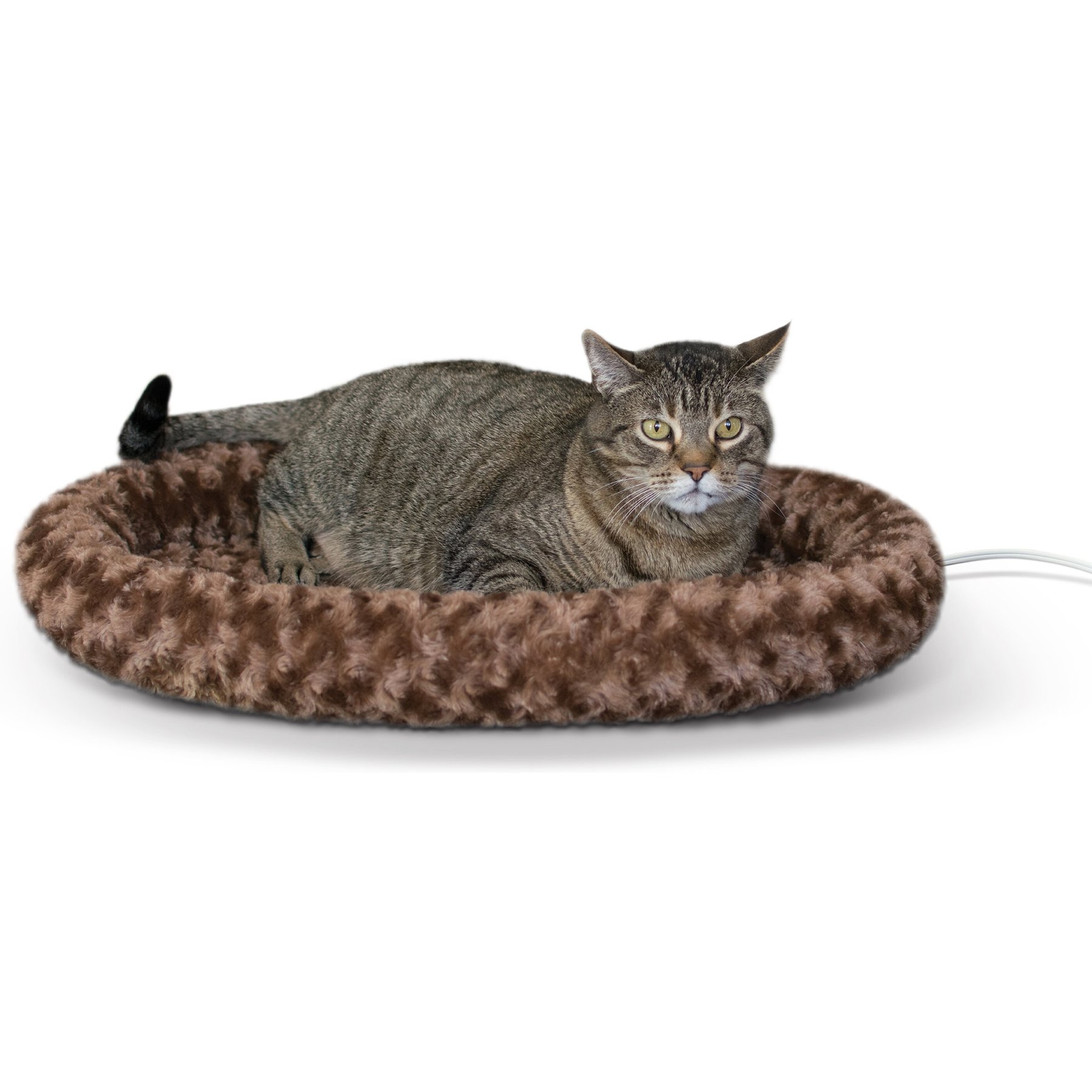 K H PET PRODUCTS Thermo Kitty Fashion Splash Heated Cat Bed Large Mocha Chewy