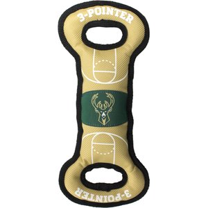 Pets First Nylon Court Tough Squeaky Dog Chew Toy, Milwaukee Bucks
