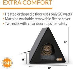K&H Pet Products Heated A-Frame Cat House, Gray/Black slide 2 of 8