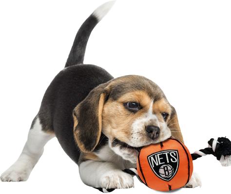 Show full view: Pets First NBA Basketball Tough Squeaky Plush Dog Chew Toy, Brooklyn Nets slide 4 of 6