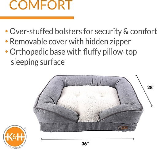 K&H Pet Products Pillow-Top Orthopedic Lounger Sofa Dog Bed, Classy Gray, Large 