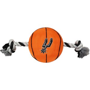 Pets First Nylon Basketball Tough Squeaky Plush Dog Chew Toy, San Antonio Spurs