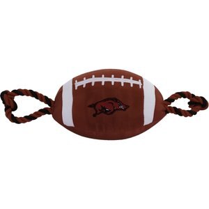 Pets First Nylon Football Tough Squeaky Dog Chew Toy, Arkansas