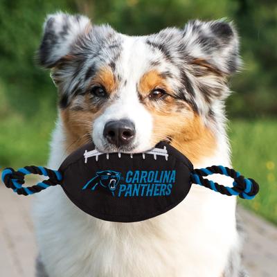 Show full view: Pets First Nylon Football Tough Squeaky Dog Chew Toy, Carolina Panthers slide 4 of 6