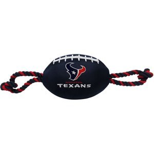Pets First Nylon Football Tough Squeaky Dog Chew Toy, Houston Texans