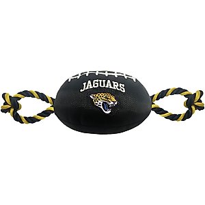 Pets First Nylon Football Tough Squeaky Dog Chew Toy, Jacksonville Jaguars