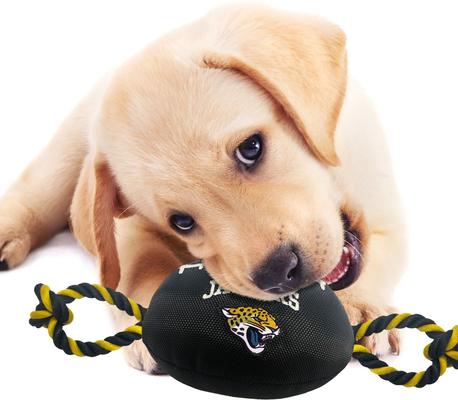 Show full view: Pets First Nylon Football Tough Squeaky Dog Chew Toy, Jacksonville Jaguars slide 3 of 6