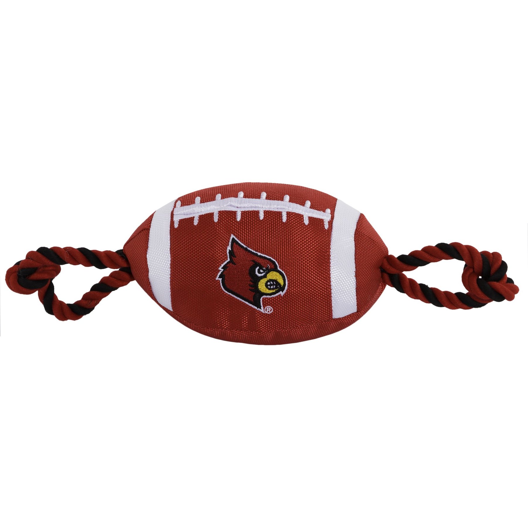 Pets First Nylon Football Tough Squeaky Dog Chew Toy, Louisville
