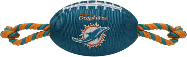 Show full view: Pets First Nylon Football Tough Squeaky Dog Chew Toy, Miami Dolphins slide 1 of 6
