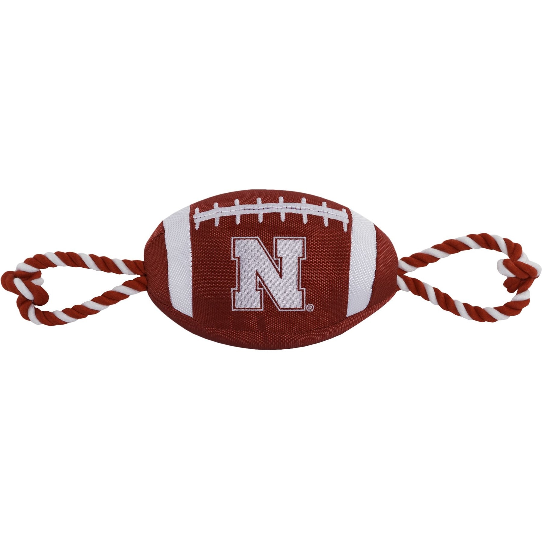 Pets First Nylon Football Tough Squeaky Dog Chew Toy, Nebraska